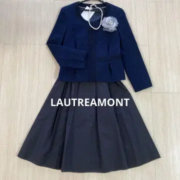 로트레아몽 자켓 스커트 셋업 트위드 S 네이비 블랙