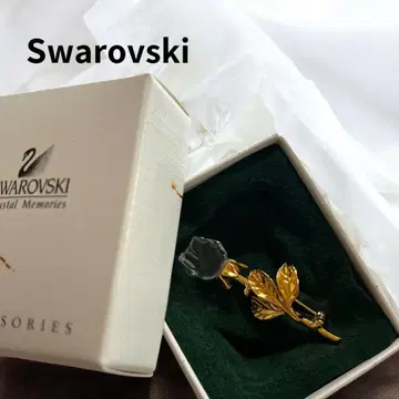 새상품급 SWAROVSKI 스와로브스키 로즈 브로치 골드 크리스탈