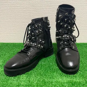 ZARA BASIC 여성용 사이드 지퍼 스터드 하이컷 부츠