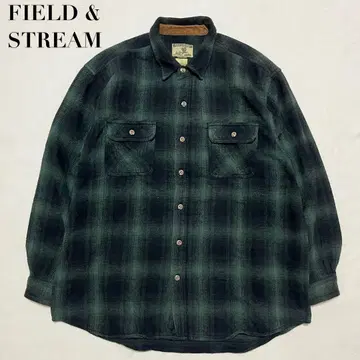 00s 필드 앤 스트림 옴브레 체크 플란넬 셔츠 두꺼운 원단 XXL