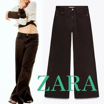 ZARA 하이라이즈 데님 팬츠 브라운