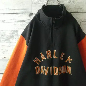 할리데이비슨 자수 센터 로고 아치 로고 절개 맨투맨 L