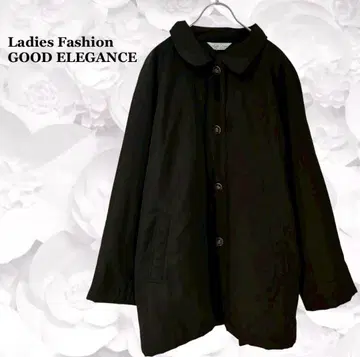여성용 패션 스탠드 칼라 코트 L 블랙 둥근 카라 오버사이즈