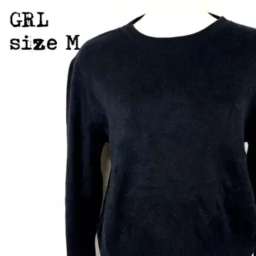 GRL 그레일 크루넥 니트 스웨터 블랙 M 사이즈 심플