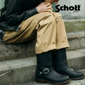Schott 블랙 엔지니어 부츠