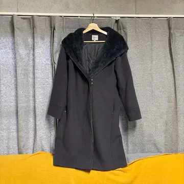 다크 그레이 플리스 옷깃 롱 코트