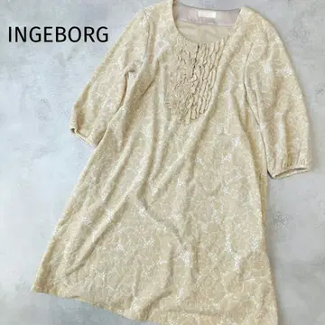 새상품급 잉게보그 꽃무늬 올 패턴 장미 벨로아 프릴 무릎 기장 원피스 L