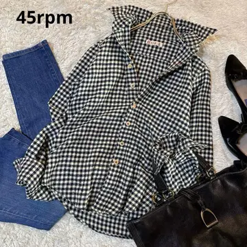 45rpm 45R 깅엄 체크 플란넬 셔츠 면 코튼