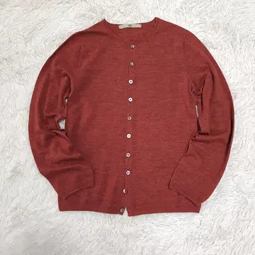 45R 45rpm 크루넥 하이 게이지 울 가디건 톤 다운 레드