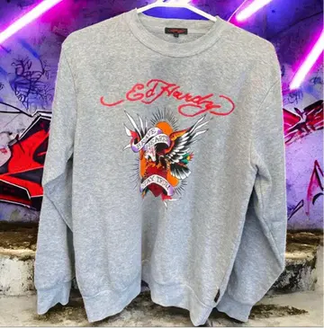 ED HARDY 그레이 크루넥 트레이닝복 L 사이즈