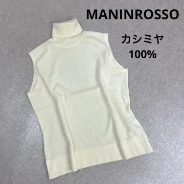 MANINROSSO 캐시미어 100% 터틀넥 슬리브리스 얇은 소재 니트
