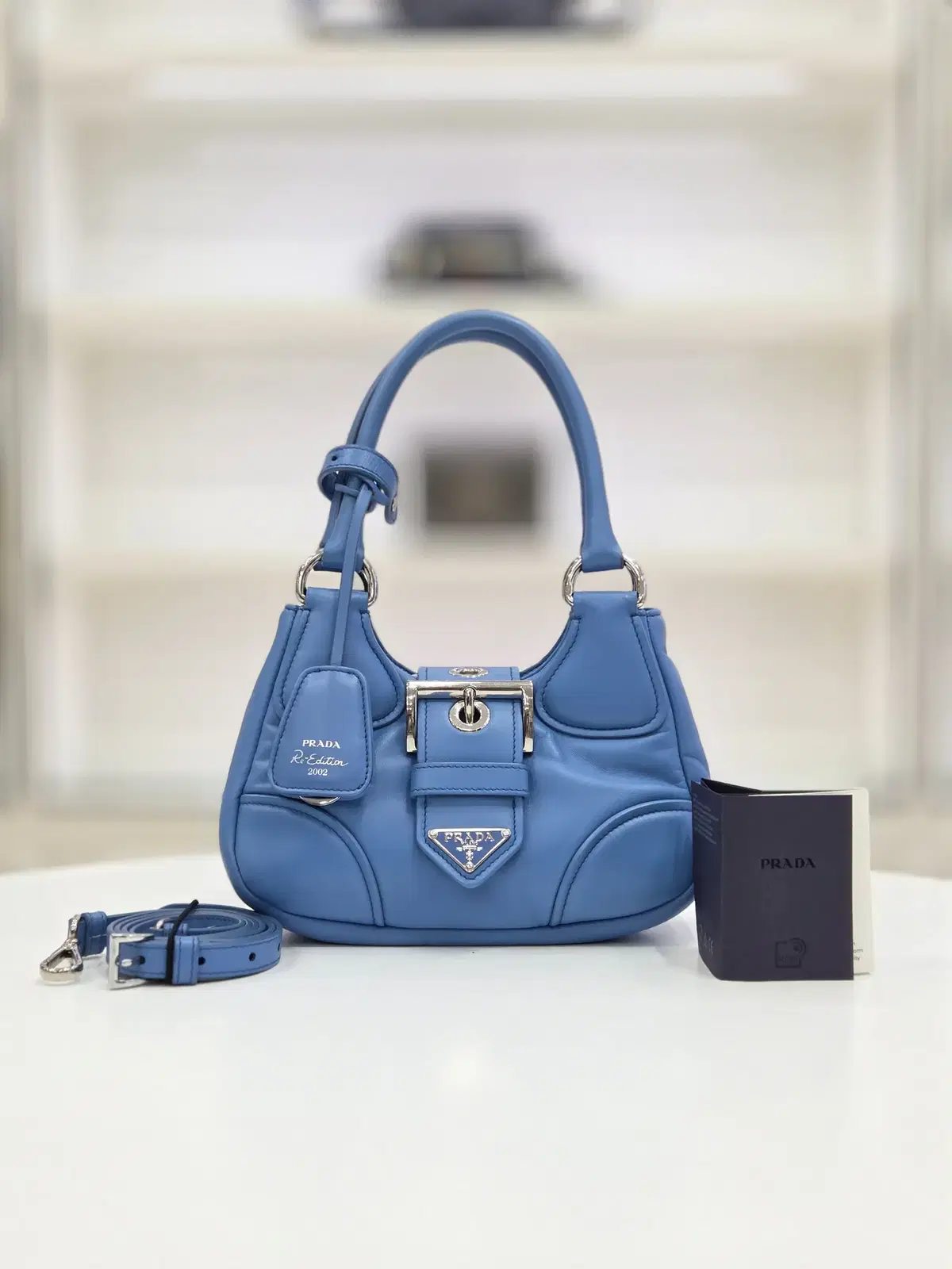 Prada Moon Padding Nappa Silver Shoulder Bag, Exhibition Grade 1BA381