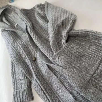 후드 부착 롱 니트 가디건