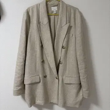 H&M 린넨 블렌드 더블 브레스트 자켓 베이지 여성용