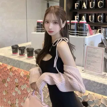 Lumignon 리본 숄더 니트 앙상블