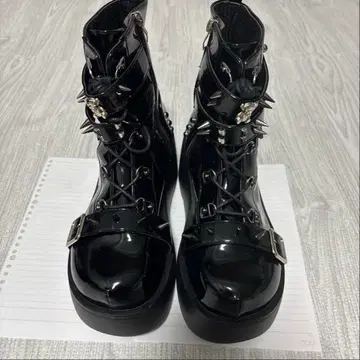 베어 스터드 부츠 고스로리 부츠 에나멜 25cm