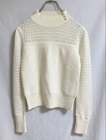 키타무라 M 캐시미어 100% 하이넥 니트 스웨터 화이트 편직