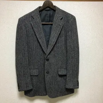 해리스 트위드 테일러드 자켓 헤링본 일본제 그레이 M