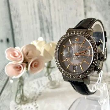 [ 레어 ] Swarovski 스와로브스키 손목시계 크로노그래프 블랙