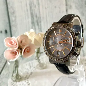 [ 레어 ] Swarovski 스와로브스키 손목시계 크로노그래프 블랙