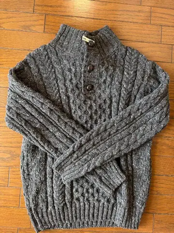 남성용 헤리티지 스웨터, 아이리쉬 피셔맨 버튼 모크넥