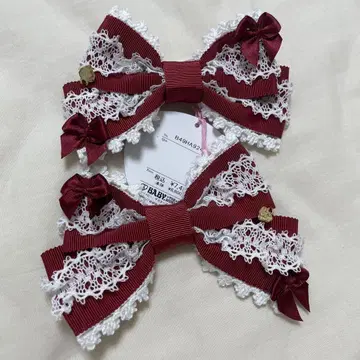 베이비더스타즈 샤인브라이트 리본 클립 크림슨 택 포함