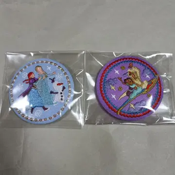 디즈니 자수 캔뱃지 안나 알라딘 2개 세트
