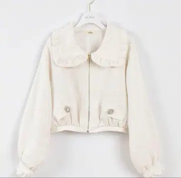 evelyn 트위드 블루종 자켓 화이트 펄 비쥬