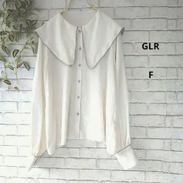 GLR 아이보리 긴팔 탈부착 카라풍 빅 칼라 셔츠 F