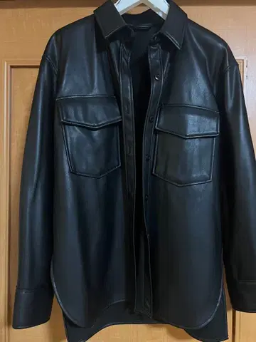 AZUL by moussy 블랙 가죽 셔츠 자켓