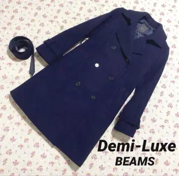 데밀크 빔즈 36 다크 네이비 P 코트 울 따뜻한 미사용에 가까운 DMW