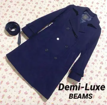 데밀크 빔즈 36 다크 네이비 P 코트 울 따뜻한 미사용에 가까운 DMW