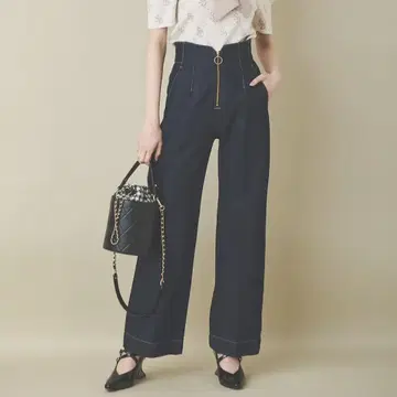 하이웨스트 데님 와이드 팬츠 (인디고)