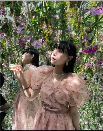 오간자 퍼프 슬리브 원피스