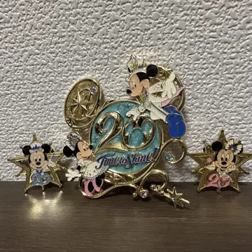 미키마우스 20주년 기념 3개 핀 배지 세트