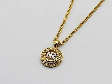 니나리치 NINA RICCI 로고 목걸이 돌 장식 GP 골드