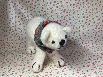 [ 미사용 ] 화이트 곰 봉제 인형 테디베어 양모 시로쿠마 울 일본제