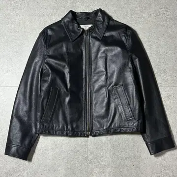 90s ARMANI JEANS 천연 가죽 레더 블루종 블랙