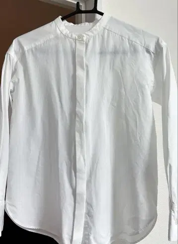 나노 유니버스 셔츠 노카라 레이온 폴리에스테르 화이트 셔츠