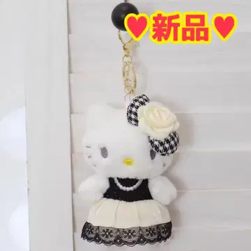 새상품 키티 흑백 마스코트 홀더 키링