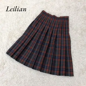새상품급 leilian 레리안 플리츠 스커트 롱 체크 무늬 L