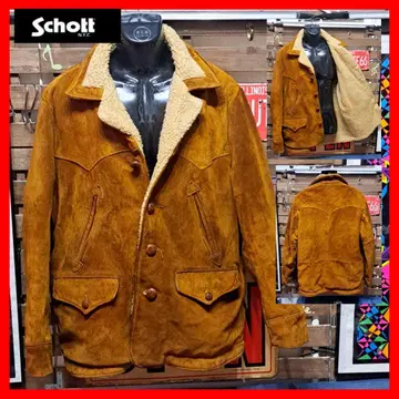 80s 빈티지 Schott 샷 스웨이드 보아 런치 코트 40