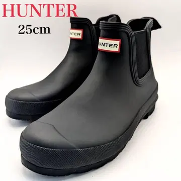 [컨디션 최상] HUNTER 숏 레인부츠 사이드 고어 블랙 25cm