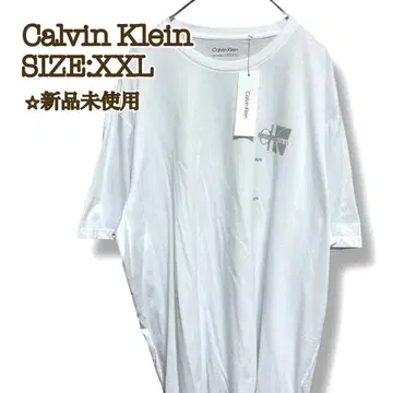 [ 새상품 ] 캘빈클라인 T셔츠 모노톤 박스 체스트 로고 화이트 XXL