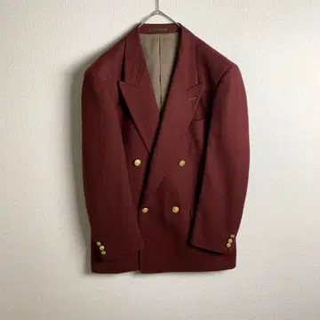 테일러드 자켓 버건디 더블 골드 버튼 멋스러운 울 구제 의류