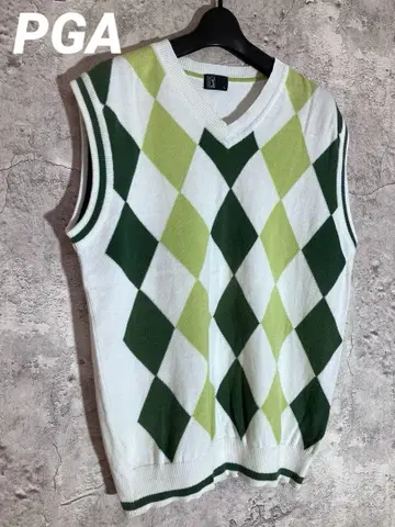 PGA 다이아몬드 패턴 슬리브리스 베스트 골프웨어 골프 베스트