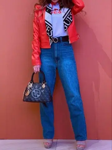 GUESS 레드 라이더 자켓