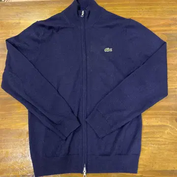 거의 미사용 LACOSTE 네이비 집업 넘버링 스웨터 XS