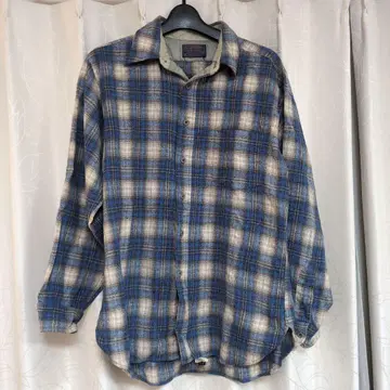 70s PENDLETON 펜들턴 레귤러 카라 체크 셔츠 블루
