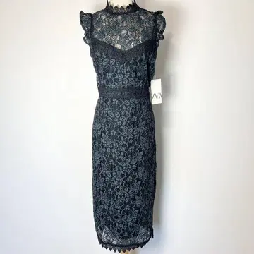 새상품 ZARA M 블랙 레이스 드레스 원피스 포멀 결혼식 파티